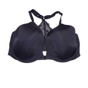Victoria's Secret T-shirt Lightly Lined Demi Bra 34DD Black Front Closure Lace